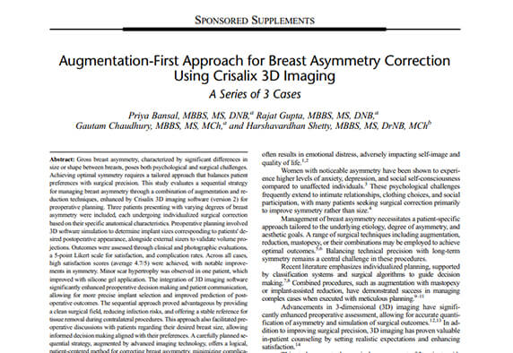 Augmentation-First Approach for Breast Asymmetry Correction Using Crisalix 3D Imaging - Dr Rajat Gupta